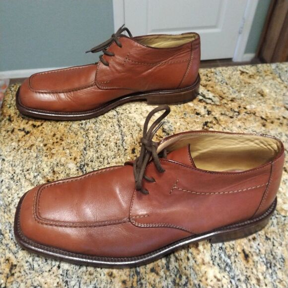 Nardi Brown Leather Derby Dress Shoes Lace Up Square Toe Made Italy Men 44 US 11 - Picture 4 of 13